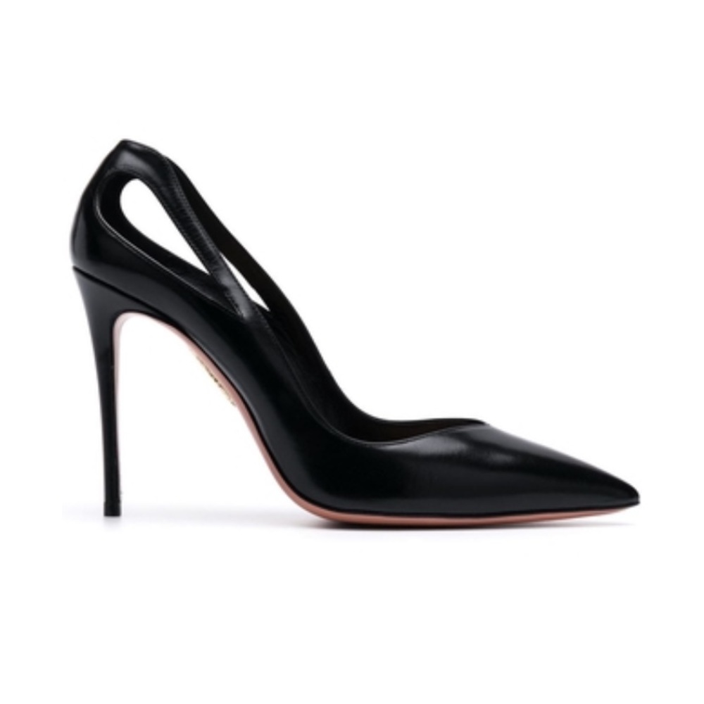 NWT Aquazurra 105 Shiva black leather pump 37.5 🍍 - Picture 2 of 9